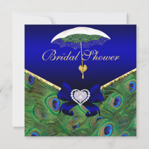 Invitación a la ducha de novia Royal Blue Peacock
