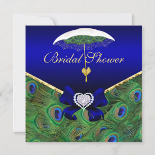 Invitación a la ducha de novia Royal Blue Peacock
