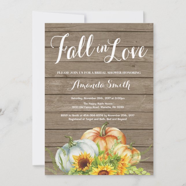 Invitación a la ducha de novia rusa en otoño (Anverso)