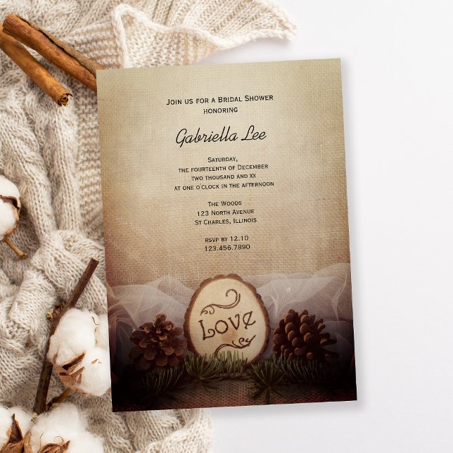 Invitación a la ducha de novia Rustic Pines Woods (Subido por el creador)