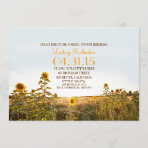 Invitación a la ducha de novia rústica de girasole