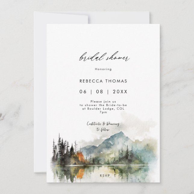 invitación a la ducha de novia rústica de otoño de (Anverso)