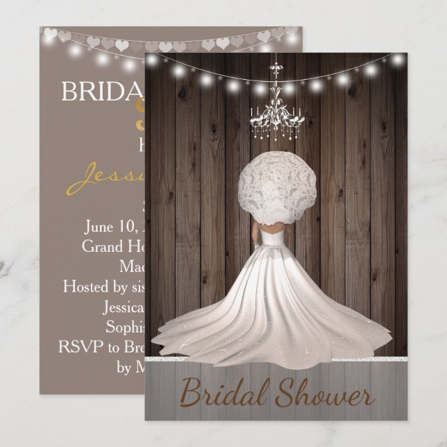 Invitación a la ducha de novia rústica y elegante (Anverso / Reverso)