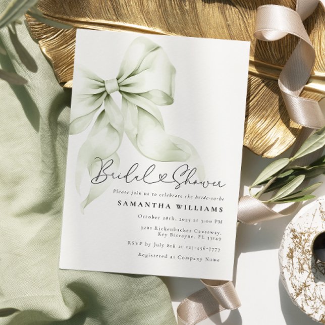 Invitación a la ducha de novia Sage Green Bow Brid (Subido por el creador)