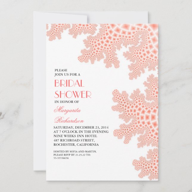 Invitación a la ducha de novia Sea Coral (Anverso)