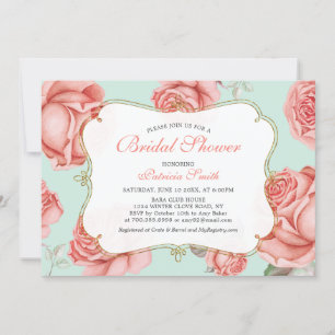 Invitación a la ducha de novia Shabby Chic Mint & 