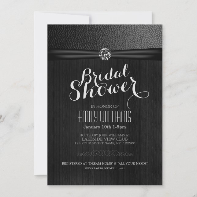 Invitación a la ducha de novia simple y elegante (Anverso)