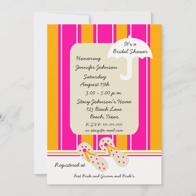 Invitación a la ducha de novia sobre el tema de la (Anverso)