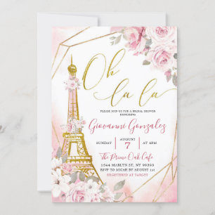 Invitación a la ducha de novia suave rosa rosa Rub