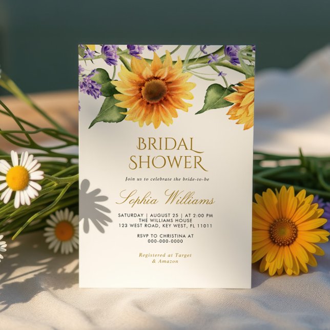 Invitación a la ducha de novia Sunflowers & Lavend (Subido por el creador)