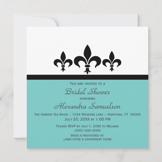 Invitación a la ducha de novia Swanky Fleur De Lis (Anverso)