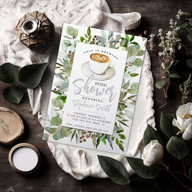 Invitación a la ducha de novia temática del café (Coffee Themed Bridal Shower Invitation)