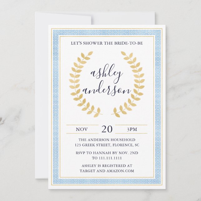 Invitación a la ducha de novia togolesa griega (Anverso)