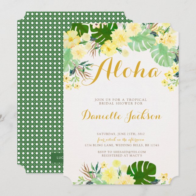 Invitación a la ducha de novia tropical (Anverso / Reverso)