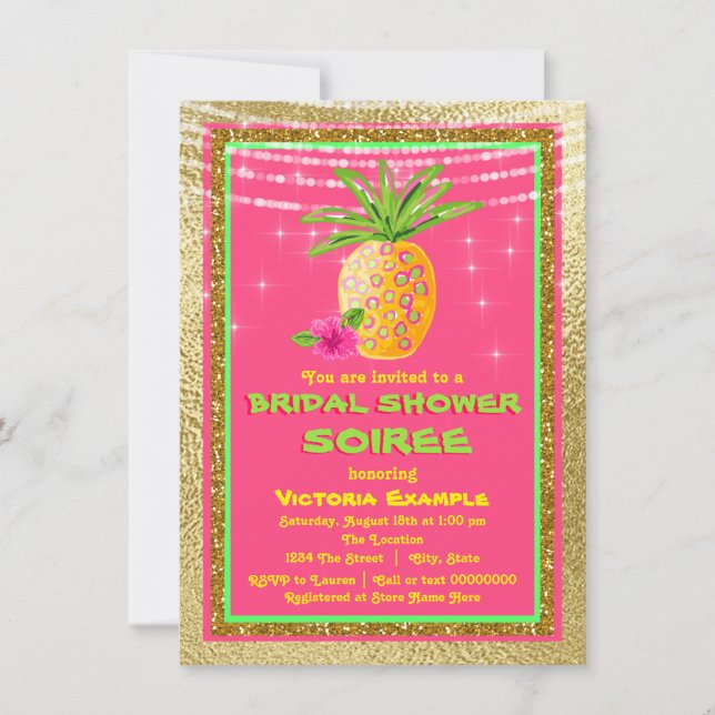 Invitación a la ducha de novia tropical (Anverso)
