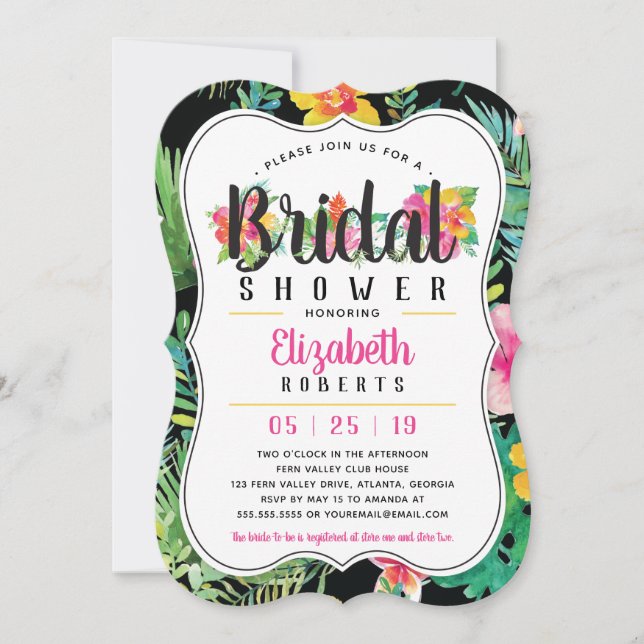 Invitación a la ducha de novia tropical, Luau (Anverso)