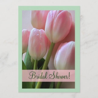 Invitación a la ducha de novia tulipanos rosados
