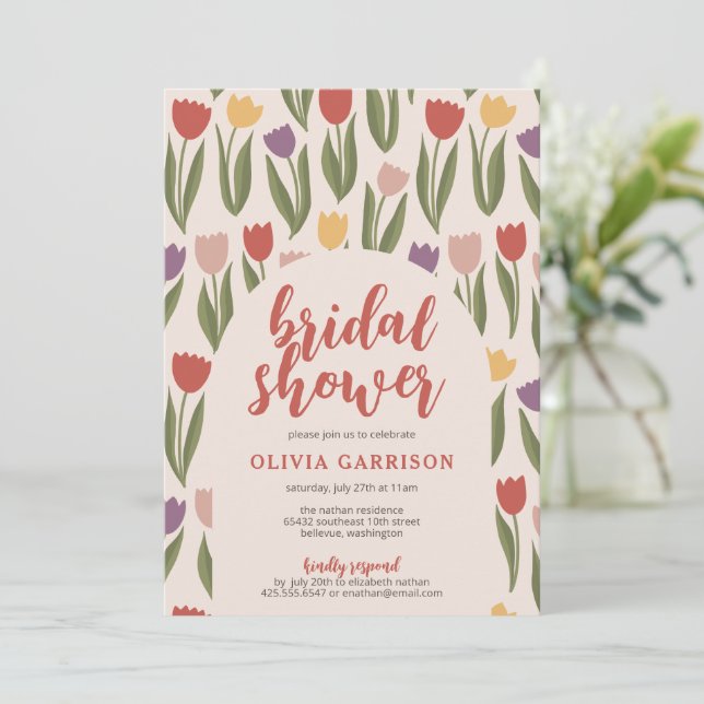 Invitación a la ducha de novia Tulips (Anverso de pie)