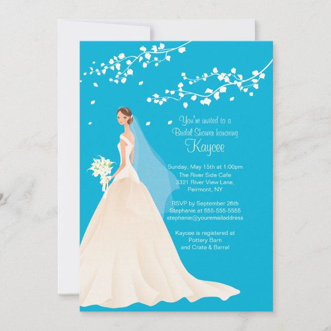 Invitación a la ducha de novia turquesa (Anverso)
