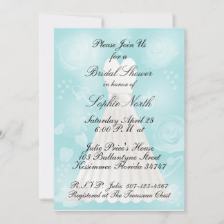 Invitación a la ducha de novia turquesa para Rosas