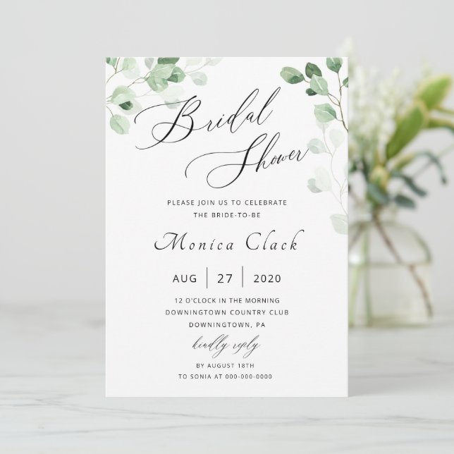 Invitación a la ducha de novia verde (Anverso de pie)