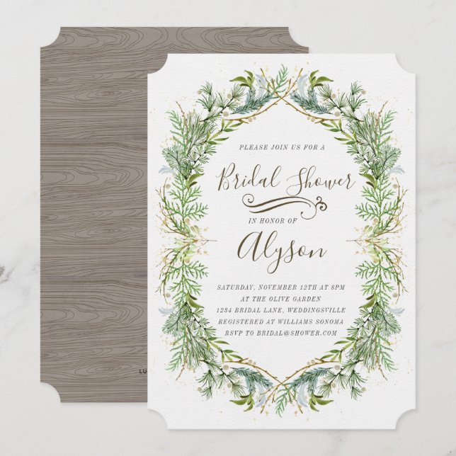 Invitación a la ducha de novia verde (Anverso / Reverso)