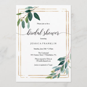 Invitación a la ducha de novia verde