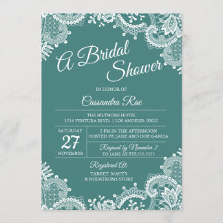 Invitación a la ducha de novia verde azulada y de