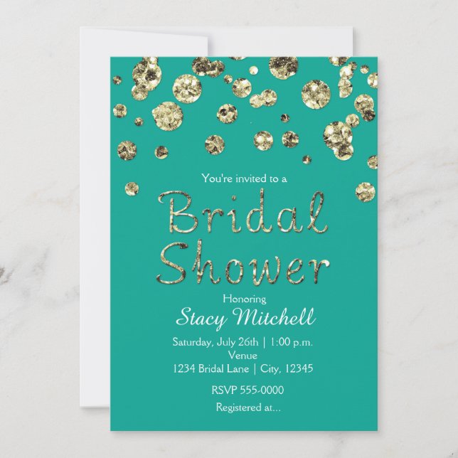 Invitación a la ducha de novia verde azulada y Pur (Anverso)