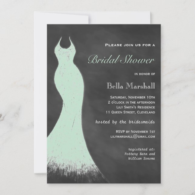 Invitación a la ducha de novia verde de la menta d (Anverso)