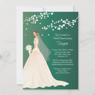 Invitación a la ducha de novia verde esmeralda de