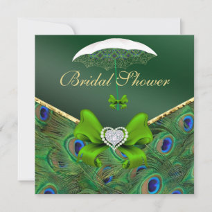 Invitación a la ducha de novia verde esmeralda del