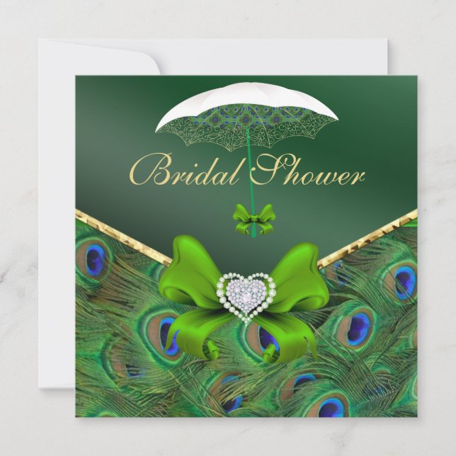 Invitación a la ducha de novia verde esmeralda del (Anverso)