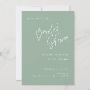 Invitación a la ducha de novia verde Sage simple