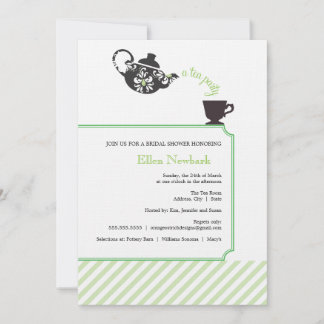 Invitación a la ducha de novia verde - Té