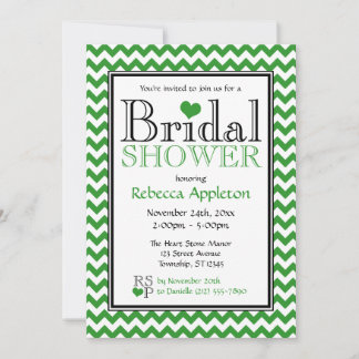 Invitación a la ducha de novia verde y blanca de C