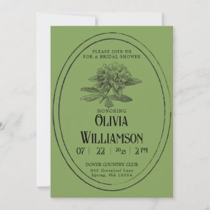 Invitación a la ducha de novia vintage Mossy Gre