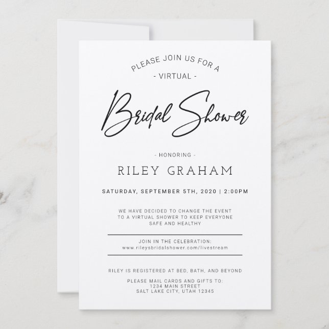 Invitación a la ducha de novia virtual (Anverso)
