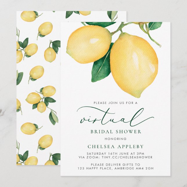 Invitación a la ducha de novia virtual Lemons de c (Anverso / Reverso)