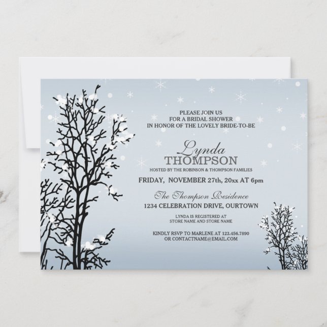 Invitación a la ducha de novia Winter Wonderland (Anverso)