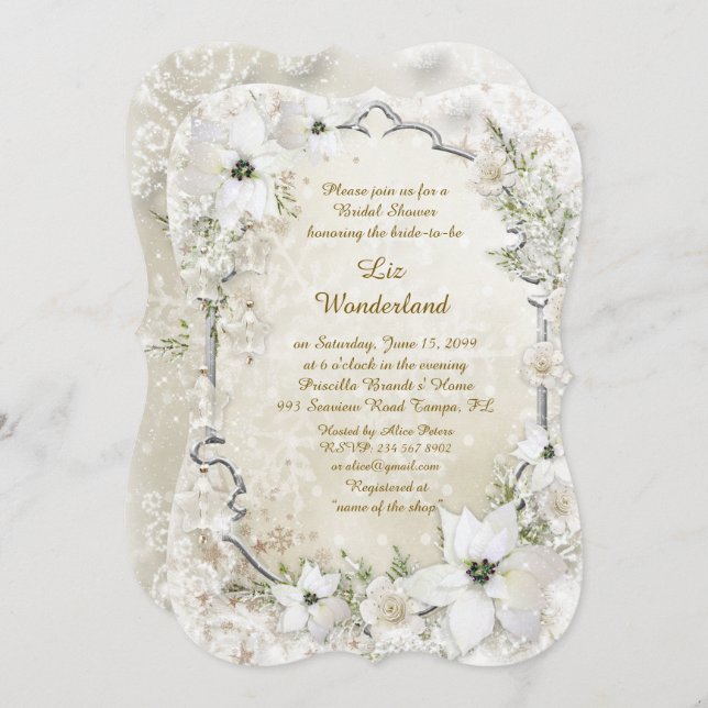 Invitación a la ducha de novia,Winter Wonderland,c (Anverso / Reverso)