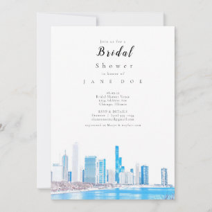 Invitación a la ducha de novia Wintery Chicago Sky