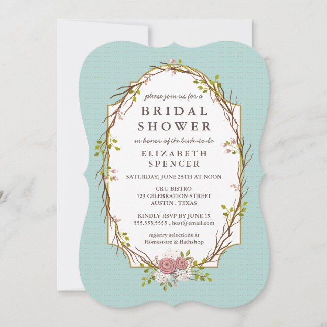 Invitación a la ducha de novia Wreath Bridal Garde (Anverso)
