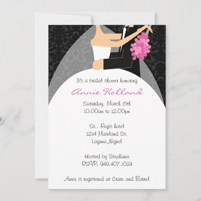 Invitación a la ducha de novia y a Groom Bridal (Anverso)
