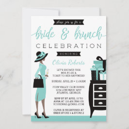 Invitación a la ducha de novia y Brunch, azul, neg