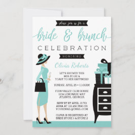 Invitación a la ducha de novia y Brunch, azul, neg