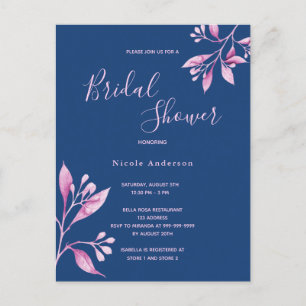 Invitación a la ducha de novias azul marino