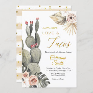 Invitación a la ducha de novias Boho Cactus Love y