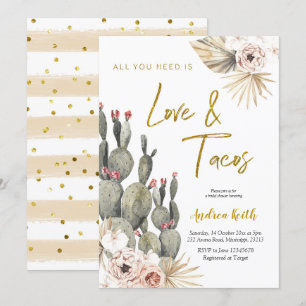 Invitación a la ducha de novias Boho Cactus Love y