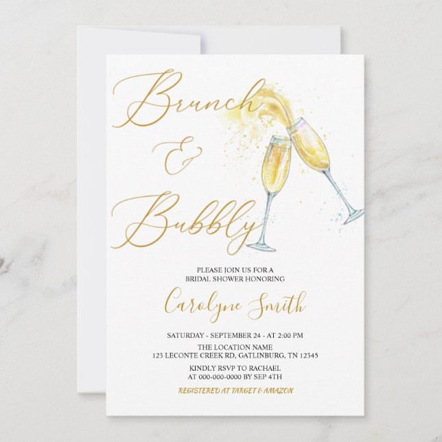 Invitación a la ducha de novias Brunch and Bubbly (Anverso)